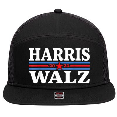 Harris Walz Waltz 2024 Vintage Style Kamala Harris Tim Walz 7 Panel Mesh Trucker Snapback Hat