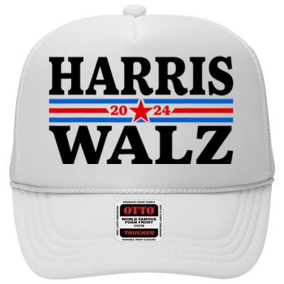 Harris Walz Waltz 2024 Vintage Style Kamala Harris Tim Walz High Crown Mesh Back Trucker Hat