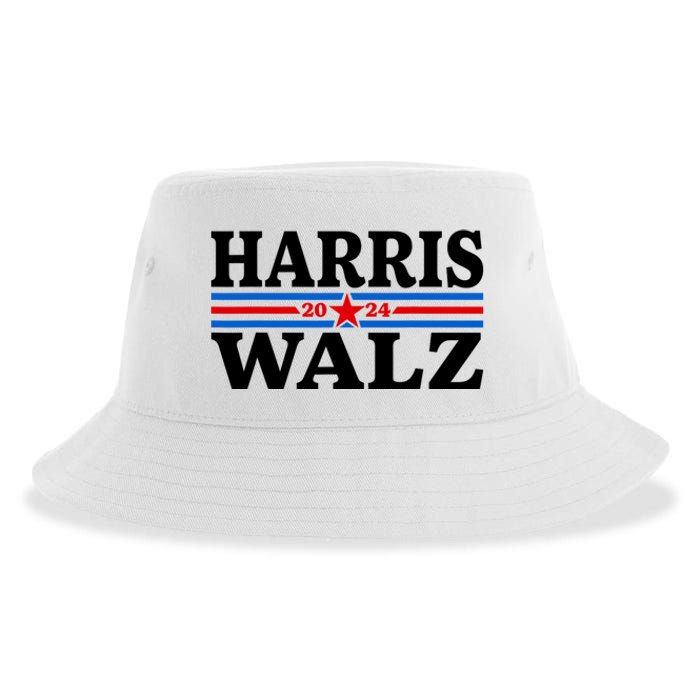 Harris Walz Waltz 2024 Vintage Style Kamala Harris Tim Walz Sustainable Bucket Hat