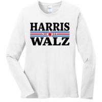 Harris Walz Waltz 2024 Vintage Style Kamala Harris Tim Walz Ladies Long Sleeve Shirt