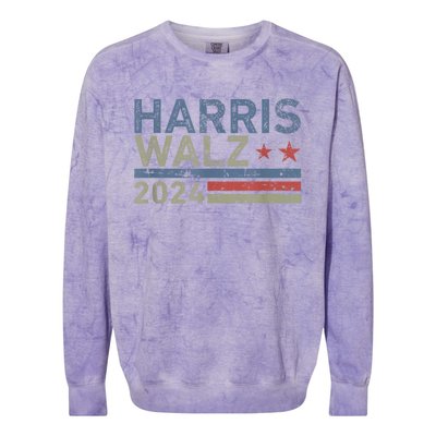 Harris Walz Waltz 2024 Vintage Style Kamala Harris Tim Walz Colorblast Crewneck Sweatshirt