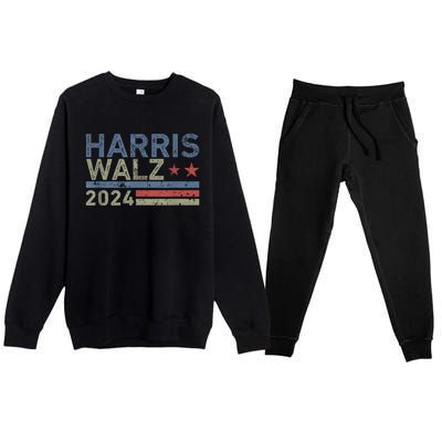 Harris Walz Waltz 2024 Vintage Style Kamala Harris Tim Walz Premium Crewneck Sweatsuit Set