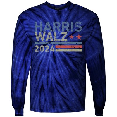 Harris Walz Waltz 2024 Vintage Style Kamala Harris Tim Walz Tie-Dye Long Sleeve Shirt