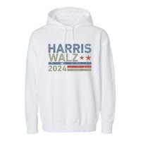 Harris Walz Waltz 2024 Vintage Style Kamala Harris Tim Walz Garment-Dyed Fleece Hoodie