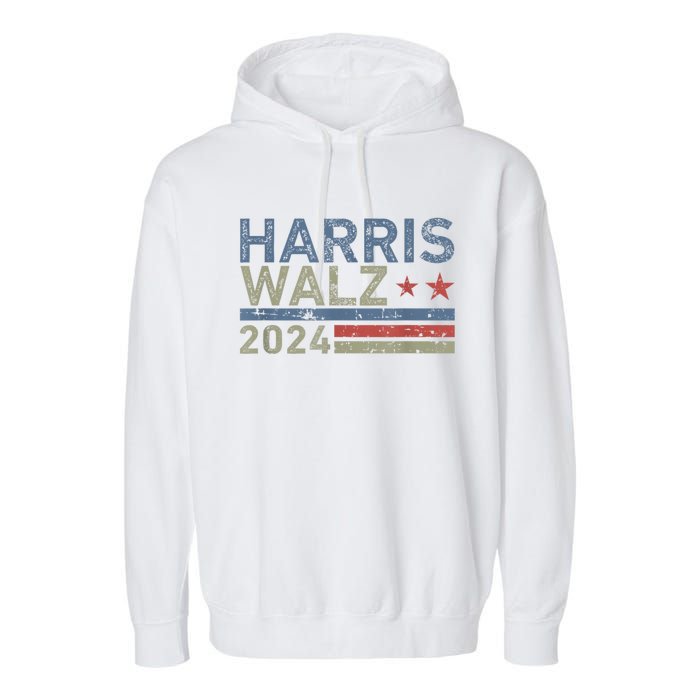 Harris Walz Waltz 2024 Vintage Style Kamala Harris Tim Walz Garment-Dyed Fleece Hoodie