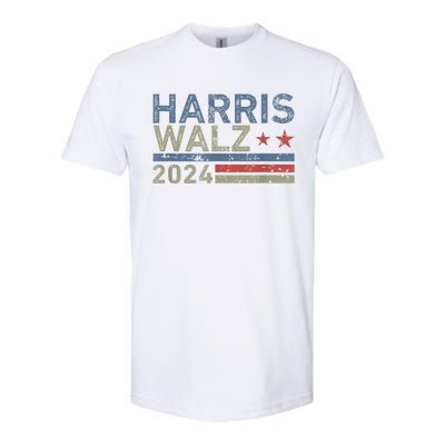 Harris Walz Waltz 2024 Vintage Style Kamala Harris Tim Walz Softstyle CVC T-Shirt