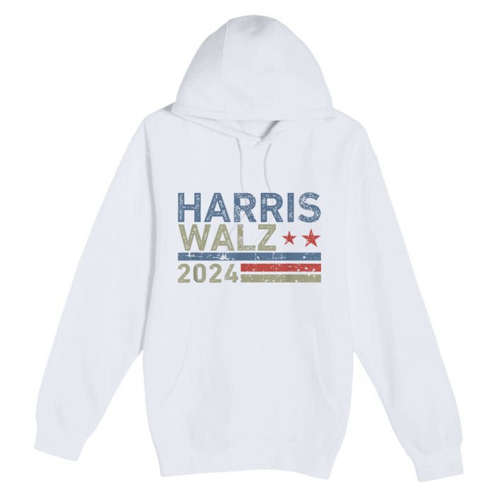 Harris Walz Waltz 2024 Vintage Style Kamala Harris Tim Walz Premium Pullover Hoodie