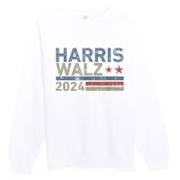 Harris Walz Waltz 2024 Vintage Style Kamala Harris Tim Walz Premium Crewneck Sweatshirt