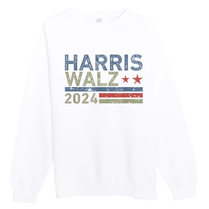 Harris Walz Waltz 2024 Vintage Style Kamala Harris Tim Walz Premium Crewneck Sweatshirt