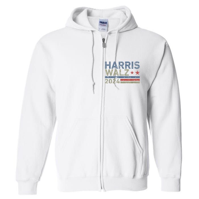 Harris Walz Waltz 2024 Vintage Style Kamala Harris Tim Walz Full Zip Hoodie