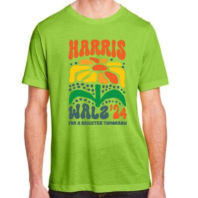 Harris Walz Waltz 2024 Retro Boho Vintage Groovy Flowers Adult ChromaSoft Performance T-Shirt