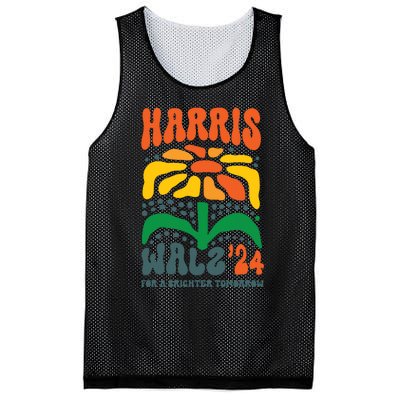 Harris Walz Waltz 2024 Retro Boho Vintage Groovy Flowers Mesh Reversible Basketball Jersey Tank