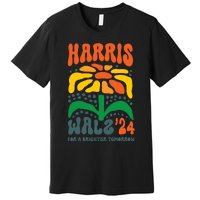 Harris Walz Waltz 2024 Retro Boho Vintage Groovy Flowers Premium T-Shirt