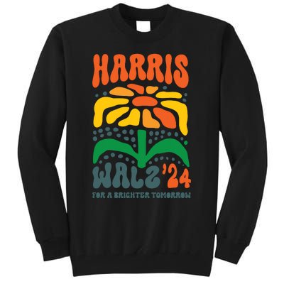 Harris Walz Waltz 2024 Retro Boho Vintage Groovy Flowers Tall Sweatshirt