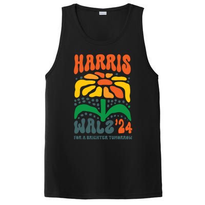 Harris Walz Waltz 2024 Retro Boho Vintage Groovy Flowers PosiCharge Competitor Tank