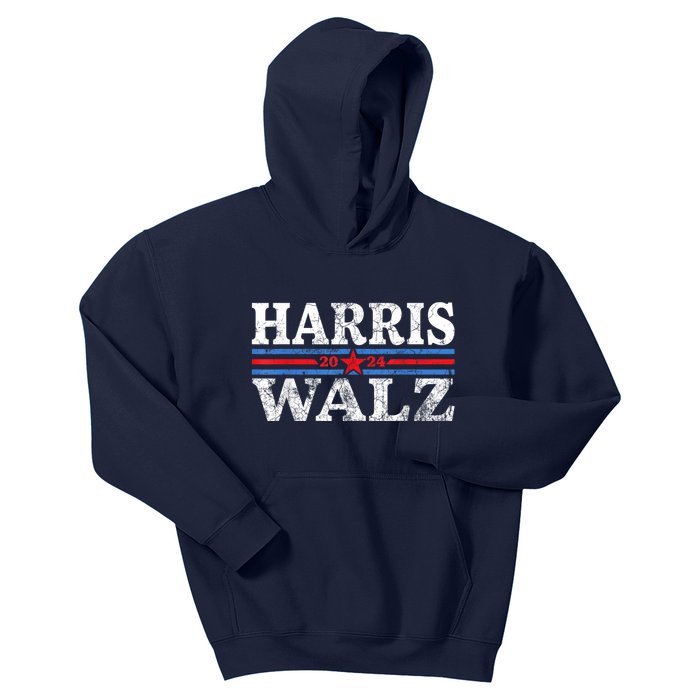 Harris Walz Waltz 2024 Vintage Style Kamala Harris Tim Walz Kids Hoodie