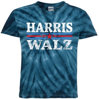 Harris Walz Waltz 2024 Vintage Style Kamala Harris Tim Walz Kids Tie-Dye T-Shirt