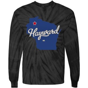 Hayward Wisconsin WI Map Tie-Dye Long Sleeve Shirt