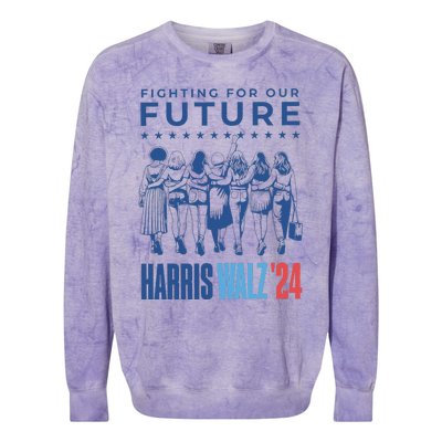 Harris Walz Waltz 2024 Harris Walz Future Button Election Gift Colorblast Crewneck Sweatshirt