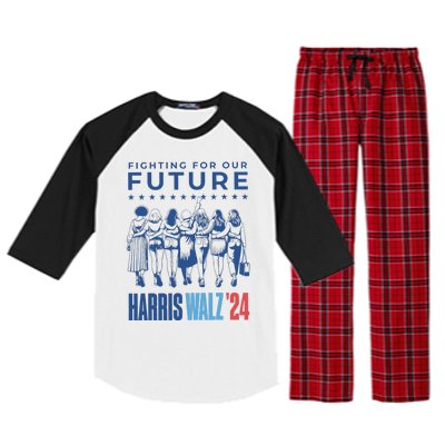 Harris Walz Waltz 2024 Harris Walz Future Button Election Gift Raglan Sleeve Pajama Set