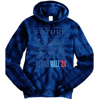 Harris Walz Waltz 2024 Harris Walz Future Button Election Gift Tie Dye Hoodie