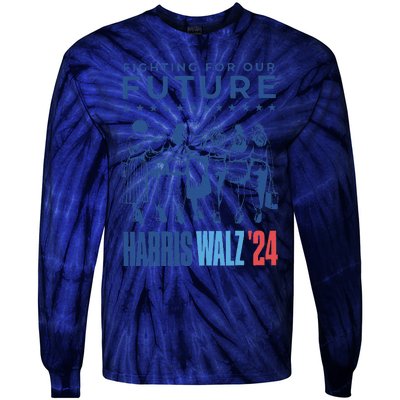 Harris Walz Waltz 2024 Harris Walz Future Button Election Gift Tie-Dye Long Sleeve Shirt