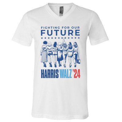 Harris Walz Waltz 2024 Harris Walz Future Button Election Gift V-Neck T-Shirt