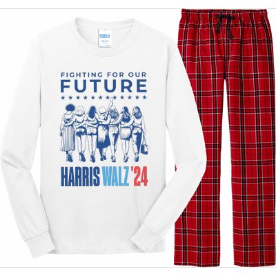 Harris Walz Waltz 2024 Harris Walz Future Button Election Gift Long Sleeve Pajama Set