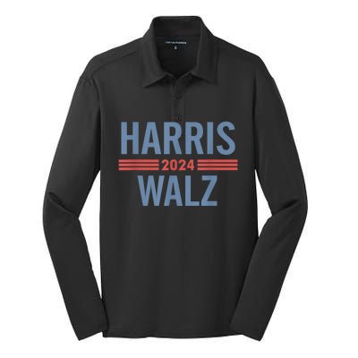 Harris Walz Waltz 2024 Vintage Style Kamala Harris Tim Walz Silk Touch Performance Long Sleeve Polo