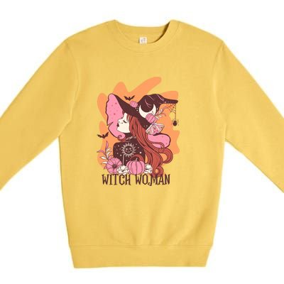 Halloween Witch Woman Gift For Women Girl Premium Crewneck Sweatshirt