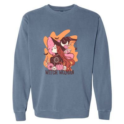 Halloween Witch Woman Gift For Women Girl Garment-Dyed Sweatshirt