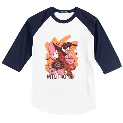 Halloween Witch Woman Gift For Women Girl Baseball Sleeve Shirt