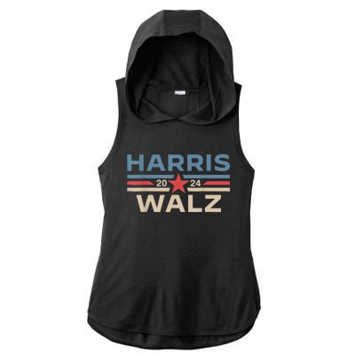 Harris Walz Waltz 2024 Vintage Style Kamala Harris Tim Walz Ladies PosiCharge Tri-Blend Wicking Draft Hoodie Tank