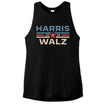 Harris Walz Waltz 2024 Vintage Style Kamala Harris Tim Walz Ladies PosiCharge Tri-Blend Wicking Tank