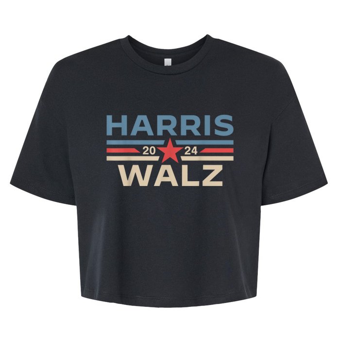 Harris Walz Waltz 2024 Vintage Style Kamala Harris Tim Walz Bella+Canvas Jersey Crop Tee