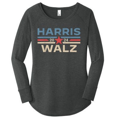 Harris Walz Waltz 2024 Vintage Style Kamala Harris Tim Walz Women's Perfect Tri Tunic Long Sleeve Shirt