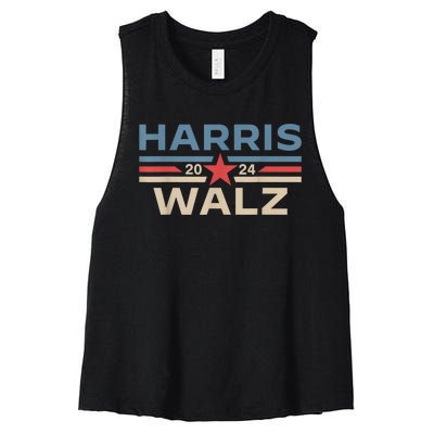 Harris Walz Waltz 2024 Vintage Style Kamala Harris Tim Walz Women's Racerback Cropped Tank