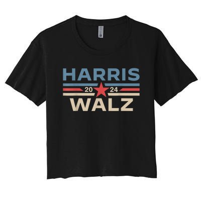 Harris Walz Waltz 2024 Vintage Style Kamala Harris Tim Walz Women's Crop Top Tee