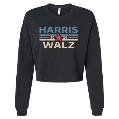 Harris Walz Waltz 2024 Vintage Style Kamala Harris Tim Walz Cropped Pullover Crew