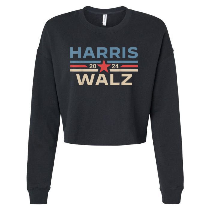 Harris Walz Waltz 2024 Vintage Style Kamala Harris Tim Walz Cropped Pullover Crew