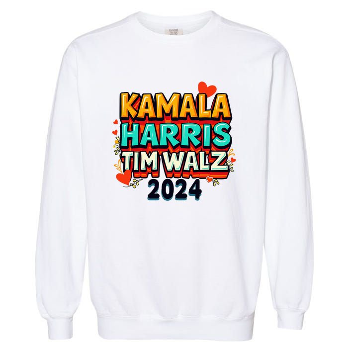 Harris Walz Waltz 2024 Vintage Style Kamala Harris Tim Walz Garment-Dyed Sweatshirt