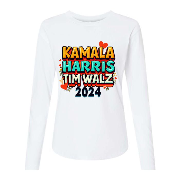 Harris Walz Waltz 2024 Vintage Style Kamala Harris Tim Walz Womens Cotton Relaxed Long Sleeve T-Shirt