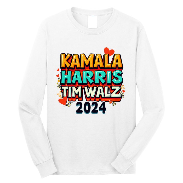 Harris Walz Waltz 2024 Vintage Style Kamala Harris Tim Walz Long Sleeve Shirt