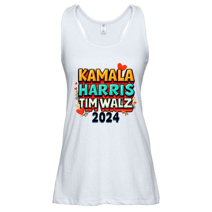 Harris Walz Waltz 2024 Vintage Style Kamala Harris Tim Walz Ladies Essential Flowy Tank