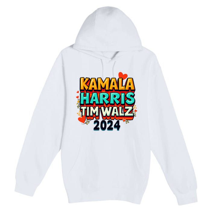 Harris Walz Waltz 2024 Vintage Style Kamala Harris Tim Walz Premium Pullover Hoodie