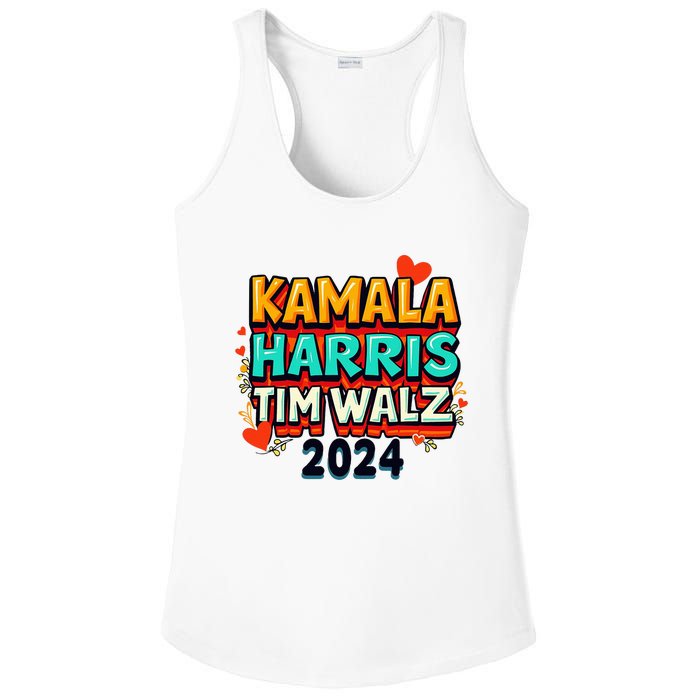 Harris Walz Waltz 2024 Vintage Style Kamala Harris Tim Walz Ladies PosiCharge Competitor Racerback Tank