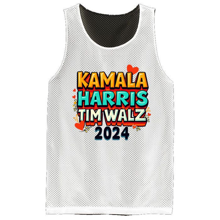 Harris Walz Waltz 2024 Vintage Style Kamala Harris Tim Walz Mesh Reversible Basketball Jersey Tank