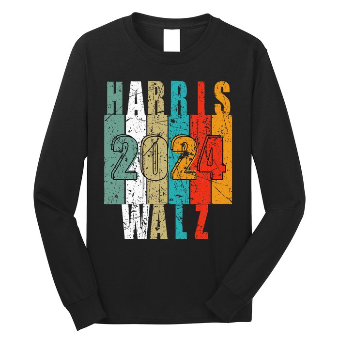 Harris Walz Waltz 2024 Vintage Retro Long Sleeve Shirt