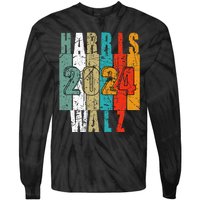 Harris Walz Waltz 2024 Vintage Retro Tie-Dye Long Sleeve Shirt