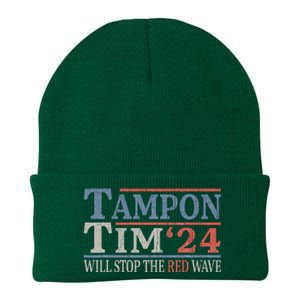 Harris Walz Waltz Tampon Tim Will Stop The Red Wave 2024 Knit Cap Winter Beanie